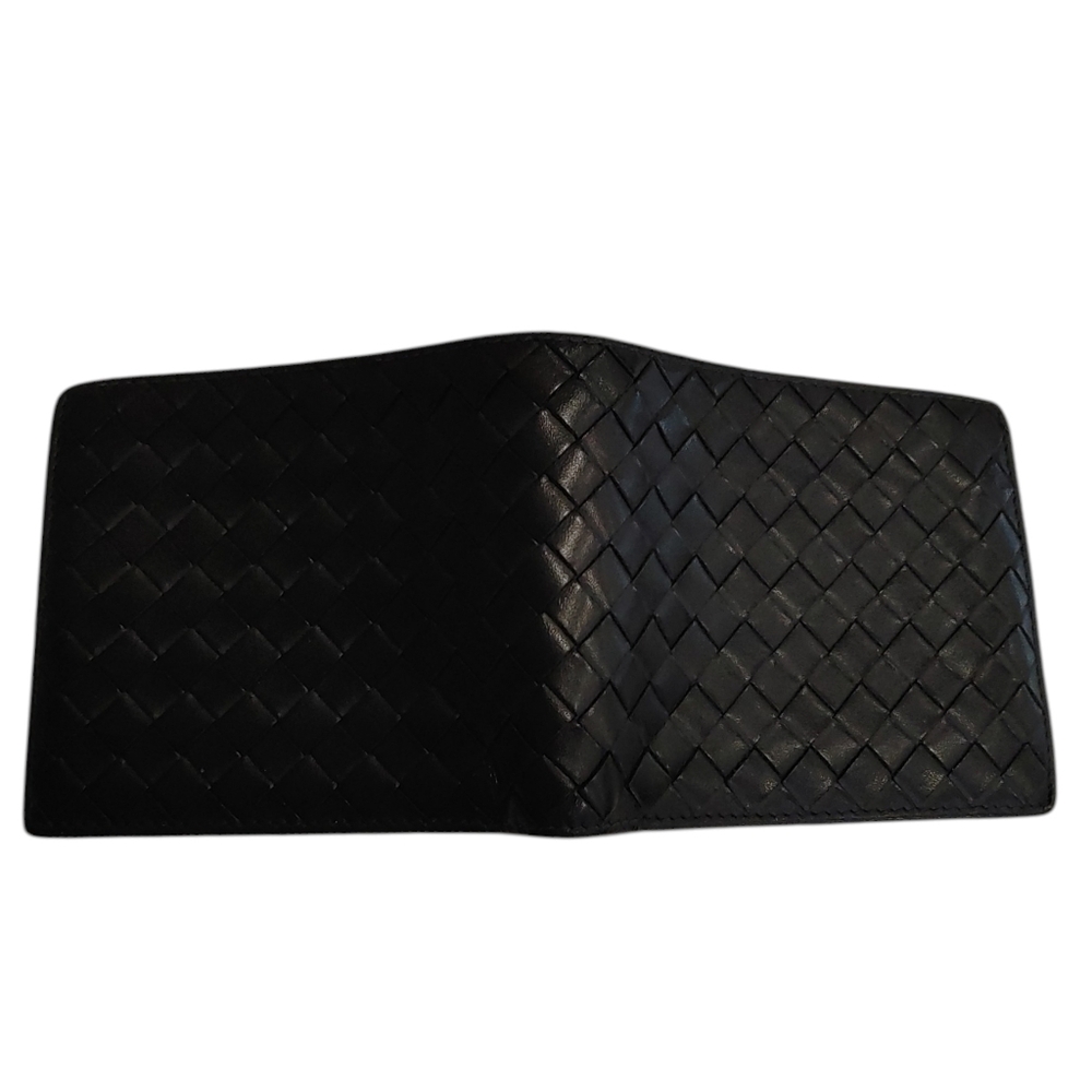 Bottega Veneta Black Leather Intrecciato Bi-Fold Wallet - Picture 3 of 16